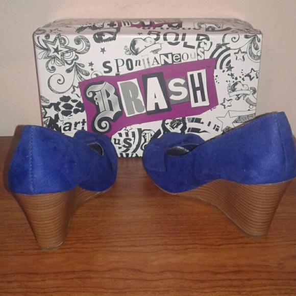 Brash Shoes Brash Blue Katy Bow Wedge Shoes Poshmark